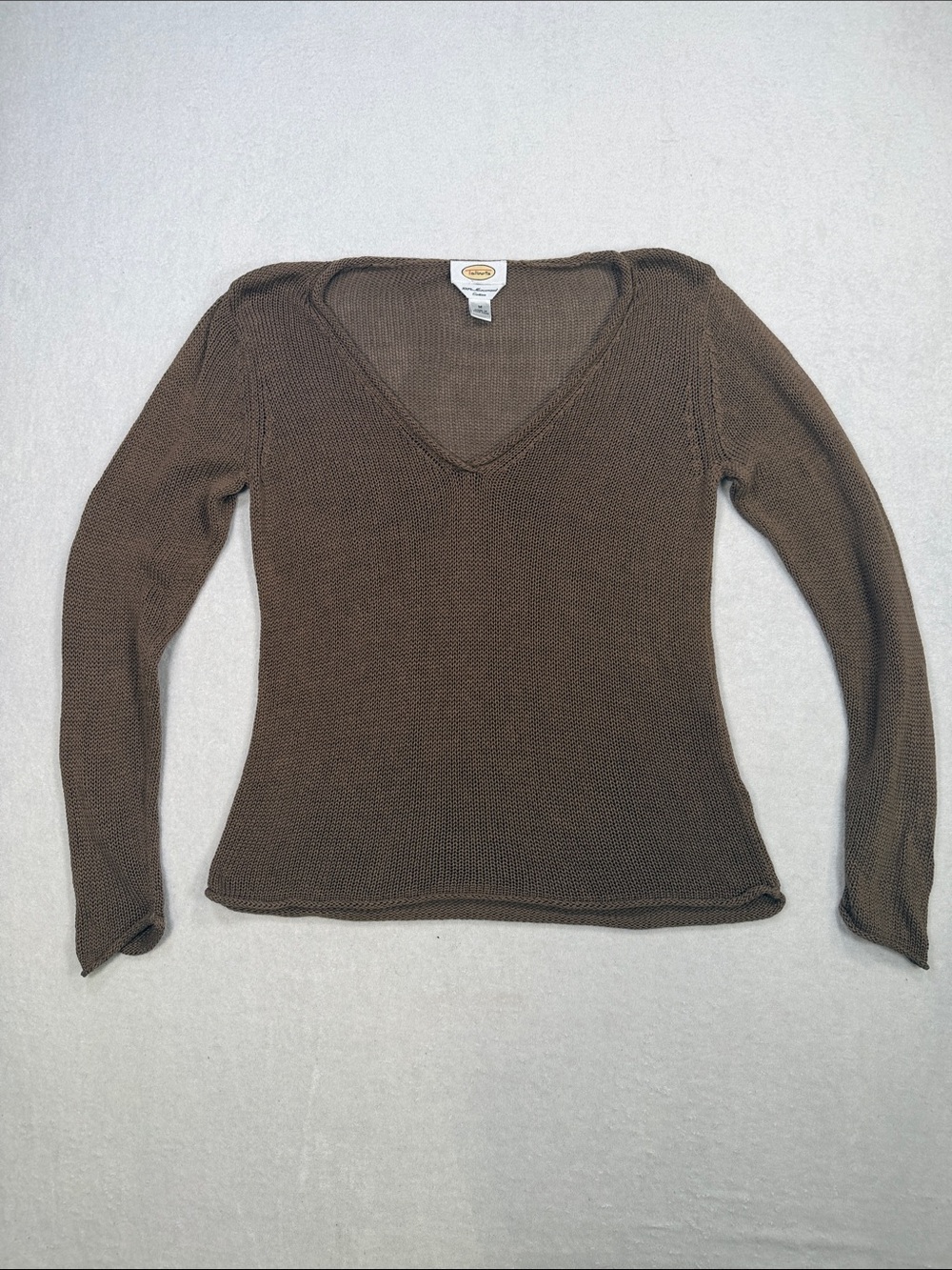 Vintage Y2K Talbots Roll-Neck Mercerized Cotton V-Neck Knit Sweater